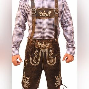 Lederhosen Men, Authentic Men’s Lederhosen Shorts, Oktoberfest, Leather shorts.